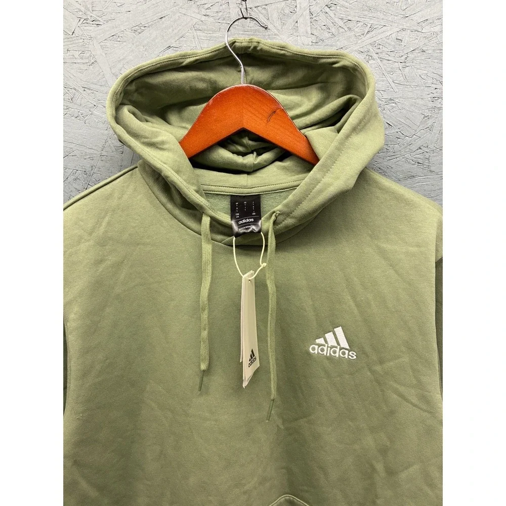 Adidas Feelcozy Fleece Hoodie Mens L Green Embroidered Logo Athleisure NWT
